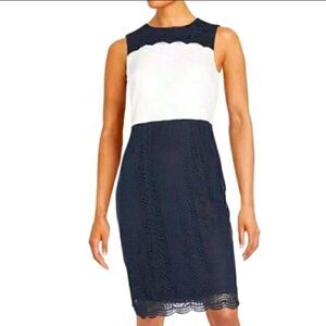 Karl Lagerfeld Paris Navy White Lace Pencil Dress